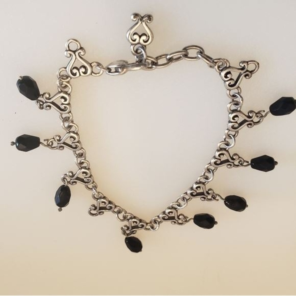 Brighton Black‎ Teardrop Fleur-de-lis bracelet